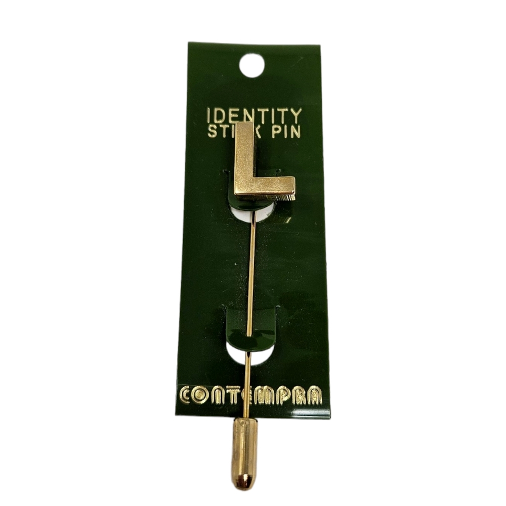 Initial Stickpin Brooch Goldtone Letter L